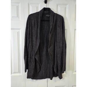 Barefoot Dreams Women's Cardigan M Cozy Chic Lite Circle Carbon Black Heather